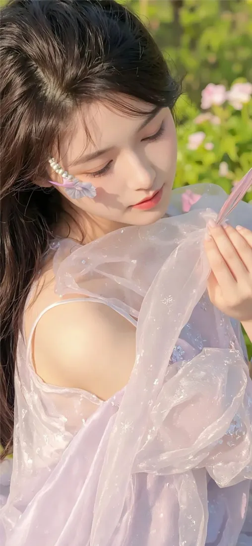 仙气美女手机壁纸｜户外绿植背景图片 - 甜系少女「哲风壁纸」