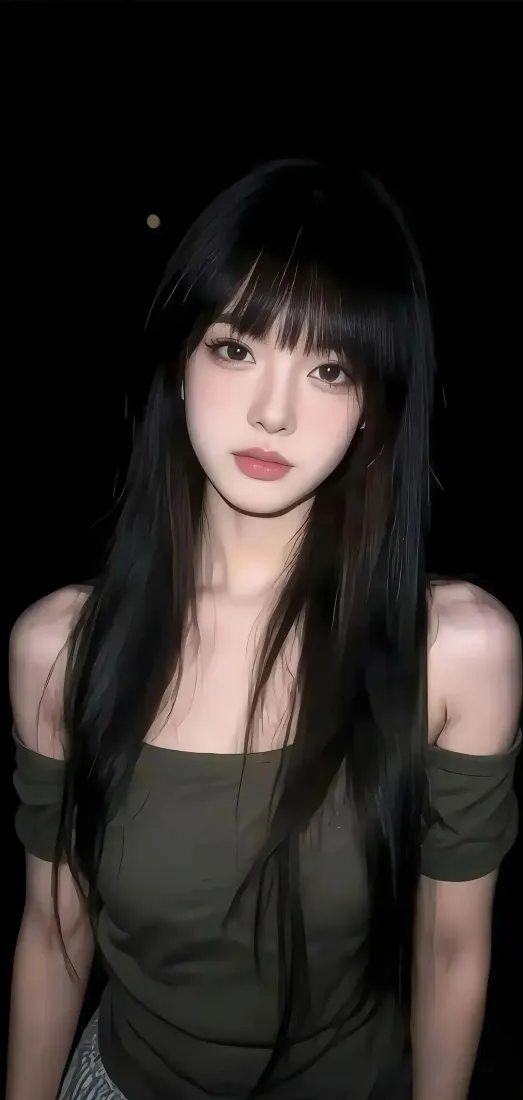 黑发美女手机壁纸｜纯黑背景图片 - 气质御姐「哲风壁纸」