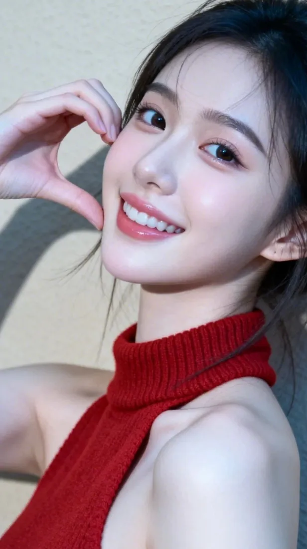 红衣美女手机壁纸｜Ios背景图片 - 清甜少女「哲风壁纸」