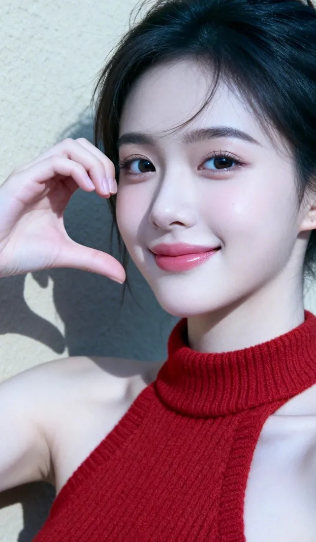 红衣美女手机壁纸｜iOS背景图片 - 甜系比心「哲风壁纸」