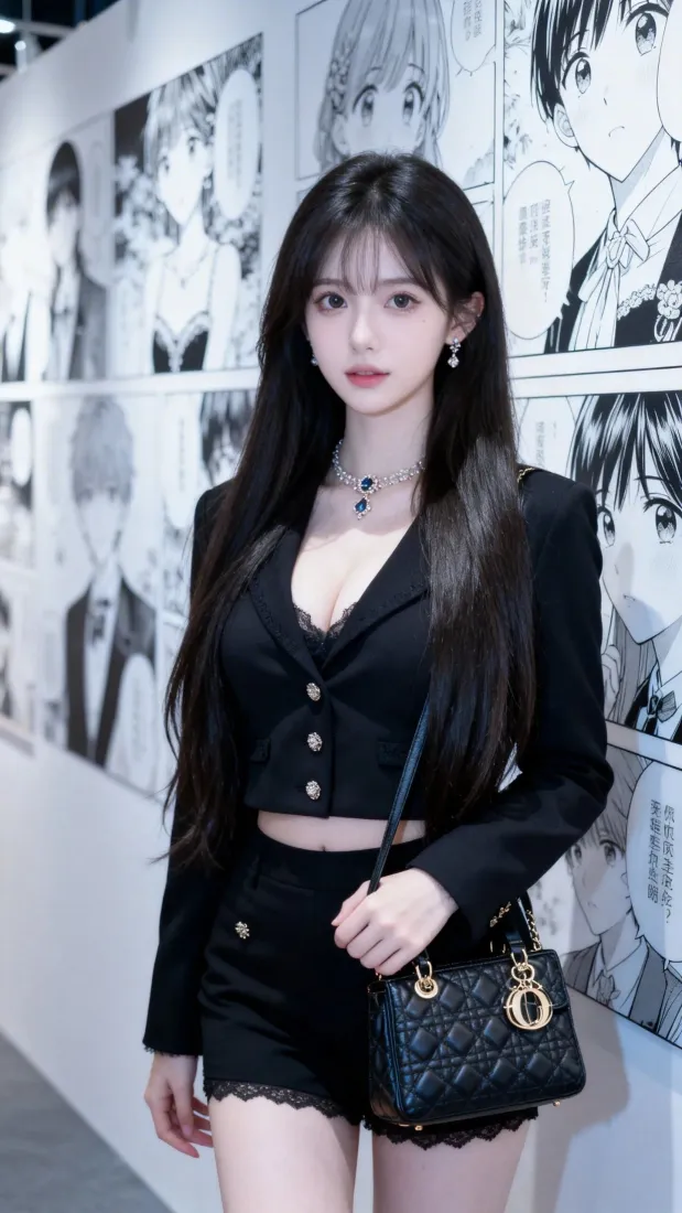 黑衣长发美女手机壁纸｜漫展漫画背景图片 - iOS「哲风壁纸」