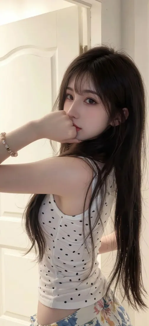 长发美女手机壁纸｜清新室内背景图片 - iOS「哲风壁纸」