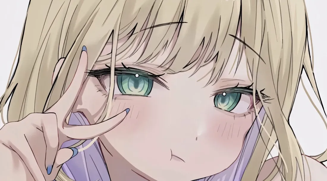 5k金发绿瞳少女壁纸｜浅色背景图片 - 软萌可爱「哲风壁纸」