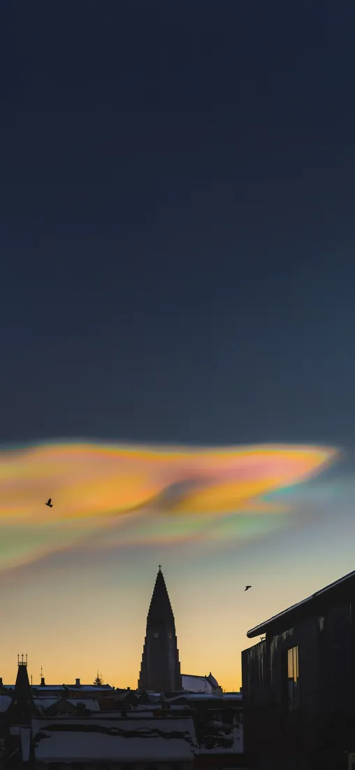 城市手机壁纸｜彩虹背景图片 - 黄昏尖塔天空风景「哲风壁纸」