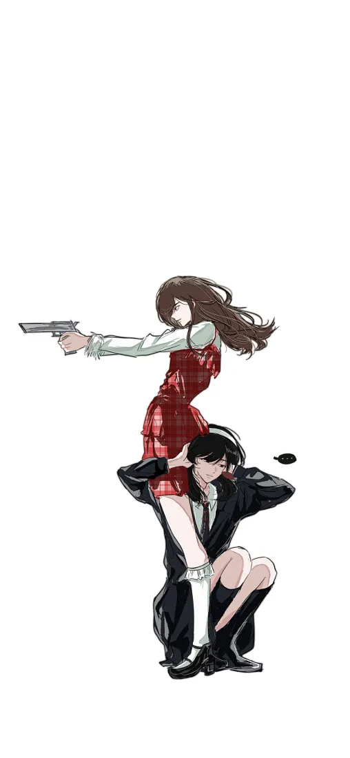 红裙少女持枪手机壁纸｜西装少女托举背景图片 - 二次元「哲风壁纸」