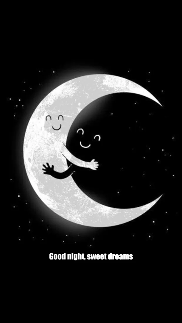 拥抱月牙手机壁纸｜晚安背景图片 - 温馨英文「哲风壁纸」