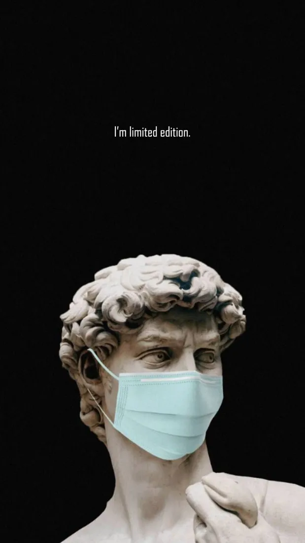 创意雕塑手机壁纸｜黑色背景图片 - 口罩艺术「哲风壁纸」