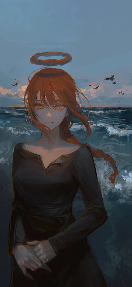 玛奇玛手机壁纸｜海边背景图片 - 电锯人「哲风壁纸」