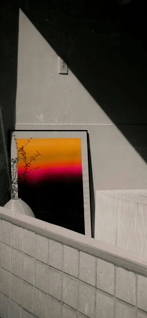 渐变装饰画手机壁纸｜镜子反光背景图片 - 晚霞「哲风壁纸」