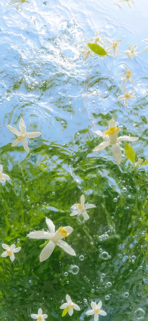 湖水中水仙花手机壁纸｜清新自然背景图片 - 水中花卉「哲风壁纸」