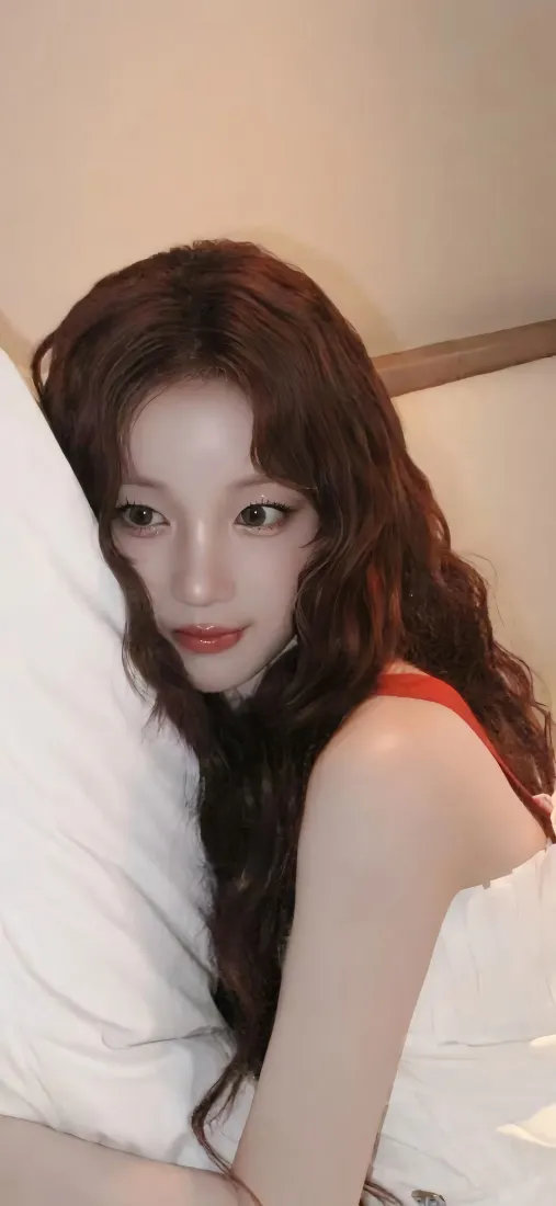 宋雨琦手机壁纸｜红发羊毛卷背景图片 - 女爱豆居家照「哲风壁纸」