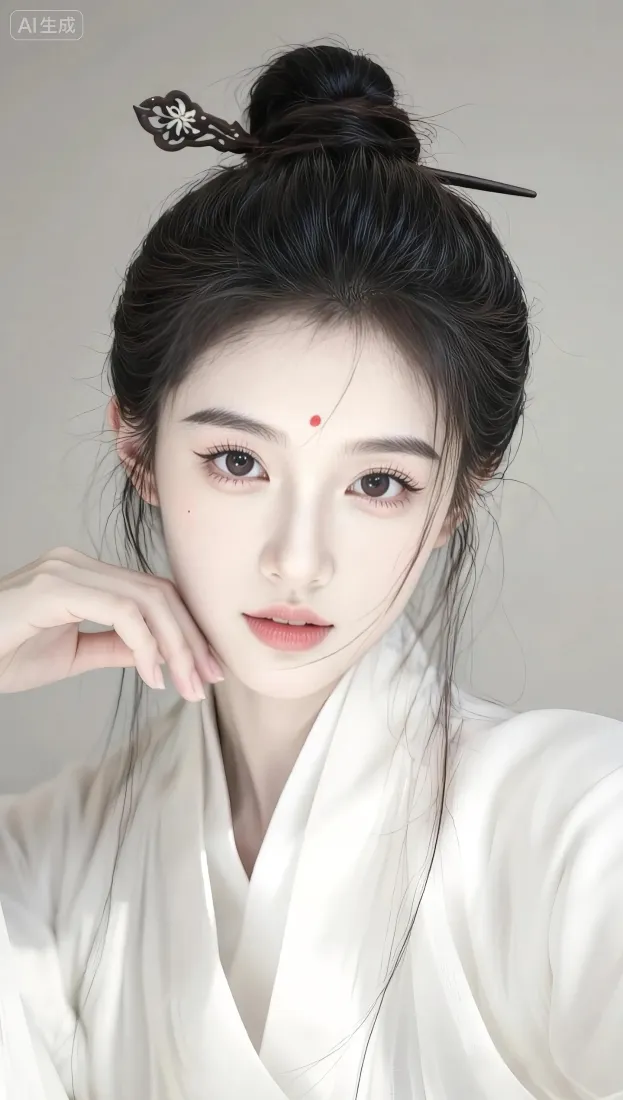 古风美人手机壁纸｜纯色简约背景图片 - 清冷汉服「哲风壁纸」