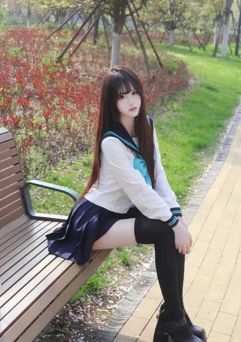 JK少女手机壁纸｜户外公园背景图片 - 清新写真「哲风壁纸」