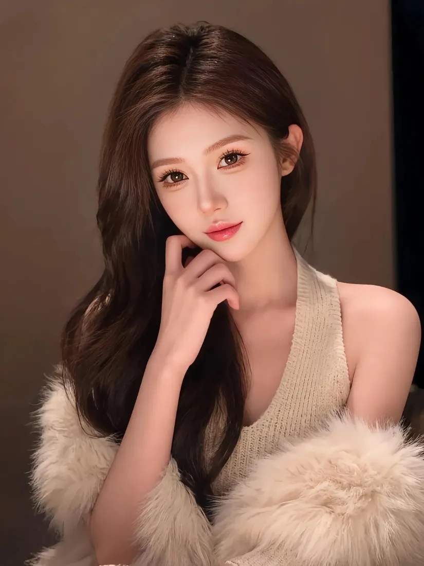 知性美女手机壁纸｜暖棕背景图片 - 手机「哲风壁纸」