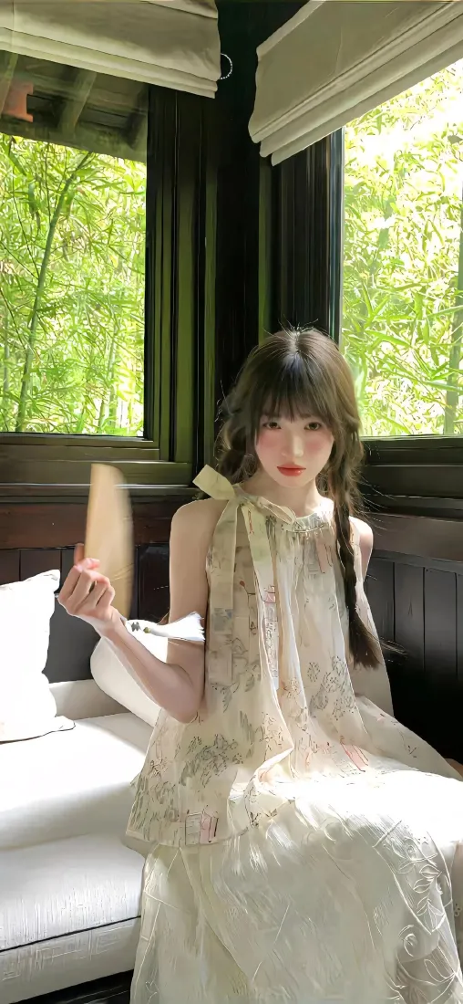 清纯美女手机壁纸｜绿意背景图片 - 窗边氛围感「哲风壁纸」