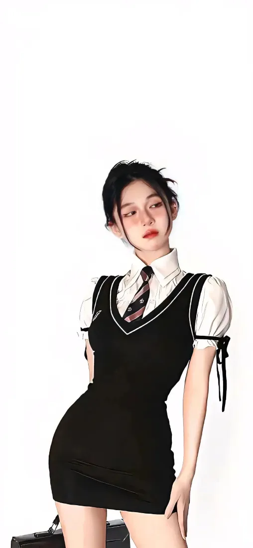 JK美女手机壁纸｜简约纯色背景图片 - 学院风「哲风壁纸」