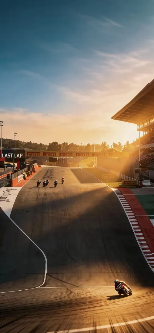 摩托车赛道手机壁纸｜黄昏背景图片 - 极限竞速赛场「哲风壁纸」