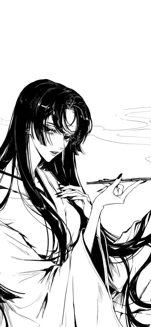 古风美人手机壁纸｜二次元背景图片 - 持长烟管「哲风壁纸」