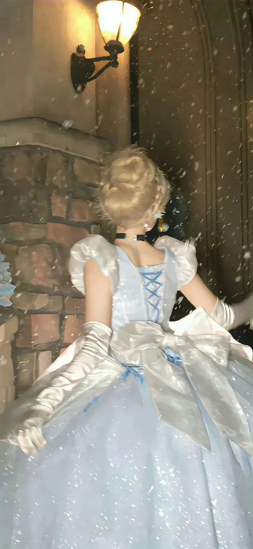 灰姑娘手机壁纸｜公主造型背景图片 - 蓝裙美女「哲风壁纸」