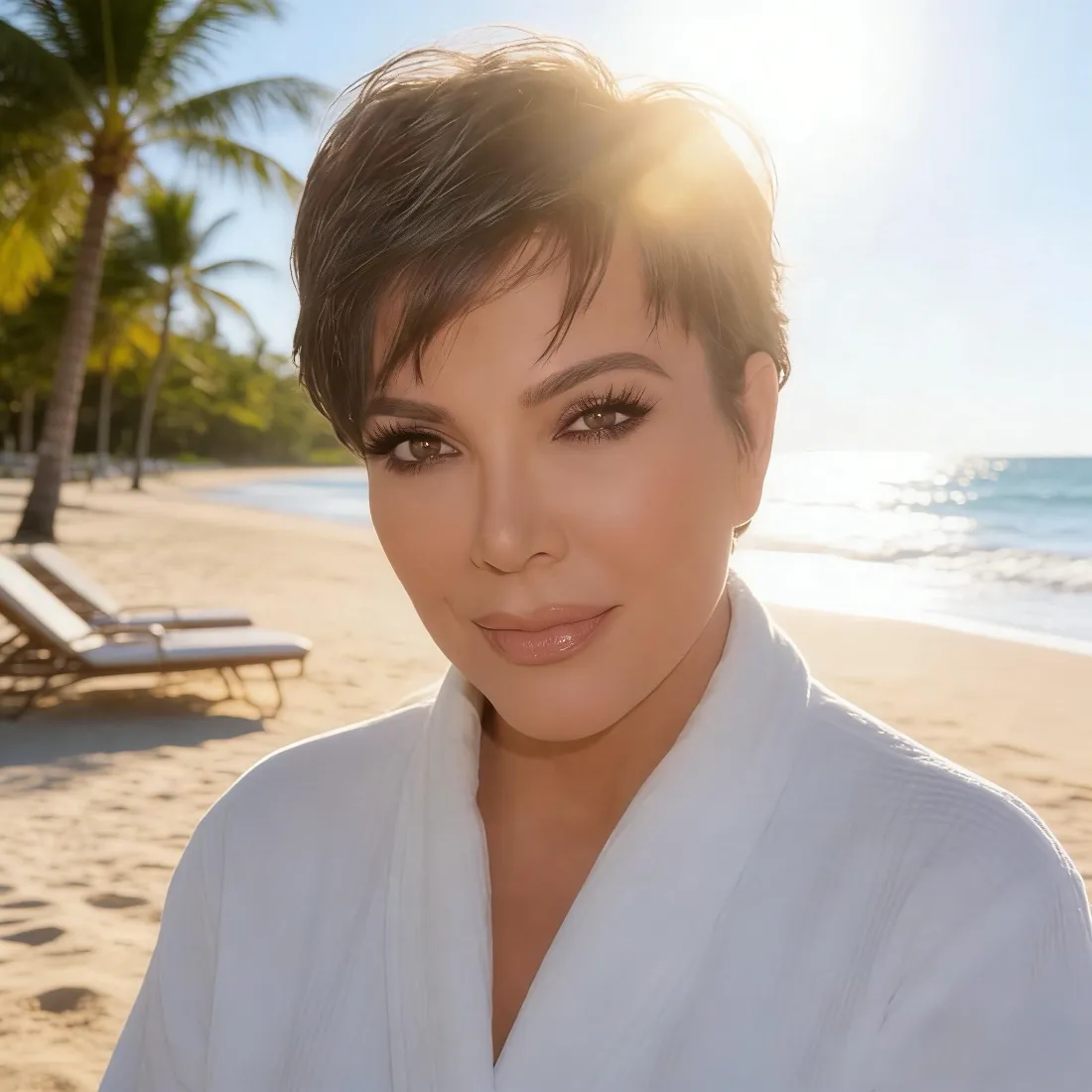 克里斯·詹娜手机壁纸｜海滩背景图片 - 阳光海滨「哲风壁纸」