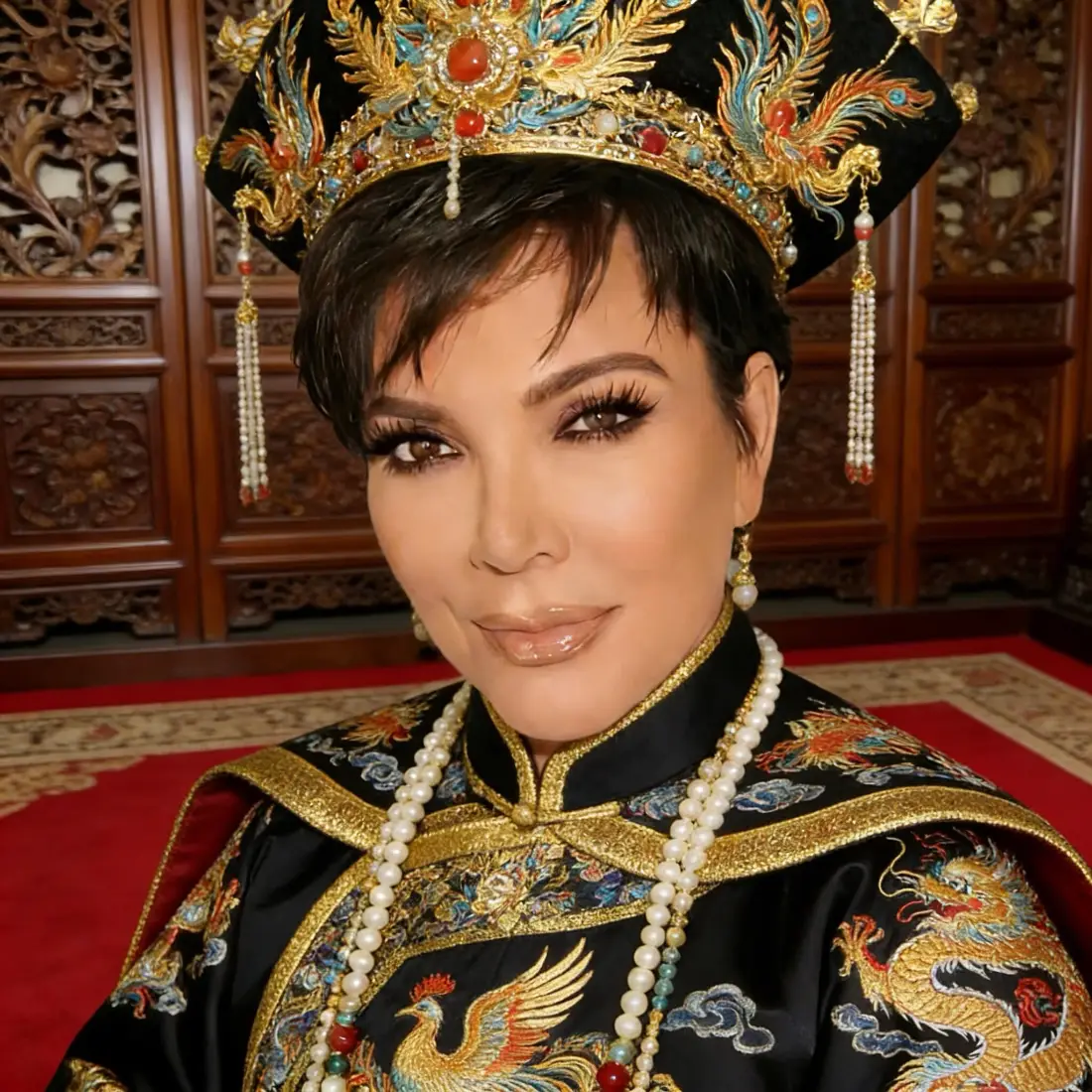 克里斯·詹娜手机壁纸｜中式宫廷背景图片 - 电子财神「哲风壁纸」