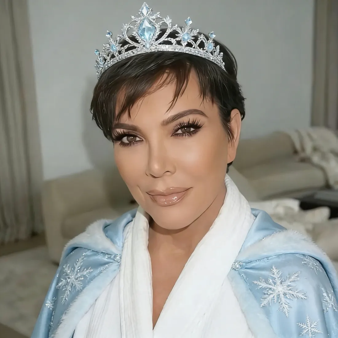 克里斯·詹娜手机壁纸｜艾莎cos背景图片 - 冰雪装扮「哲风壁纸」