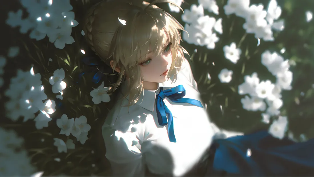 4k薇尔莉特壁纸｜花簇树荫背景图片 - 二次元「哲风壁纸」