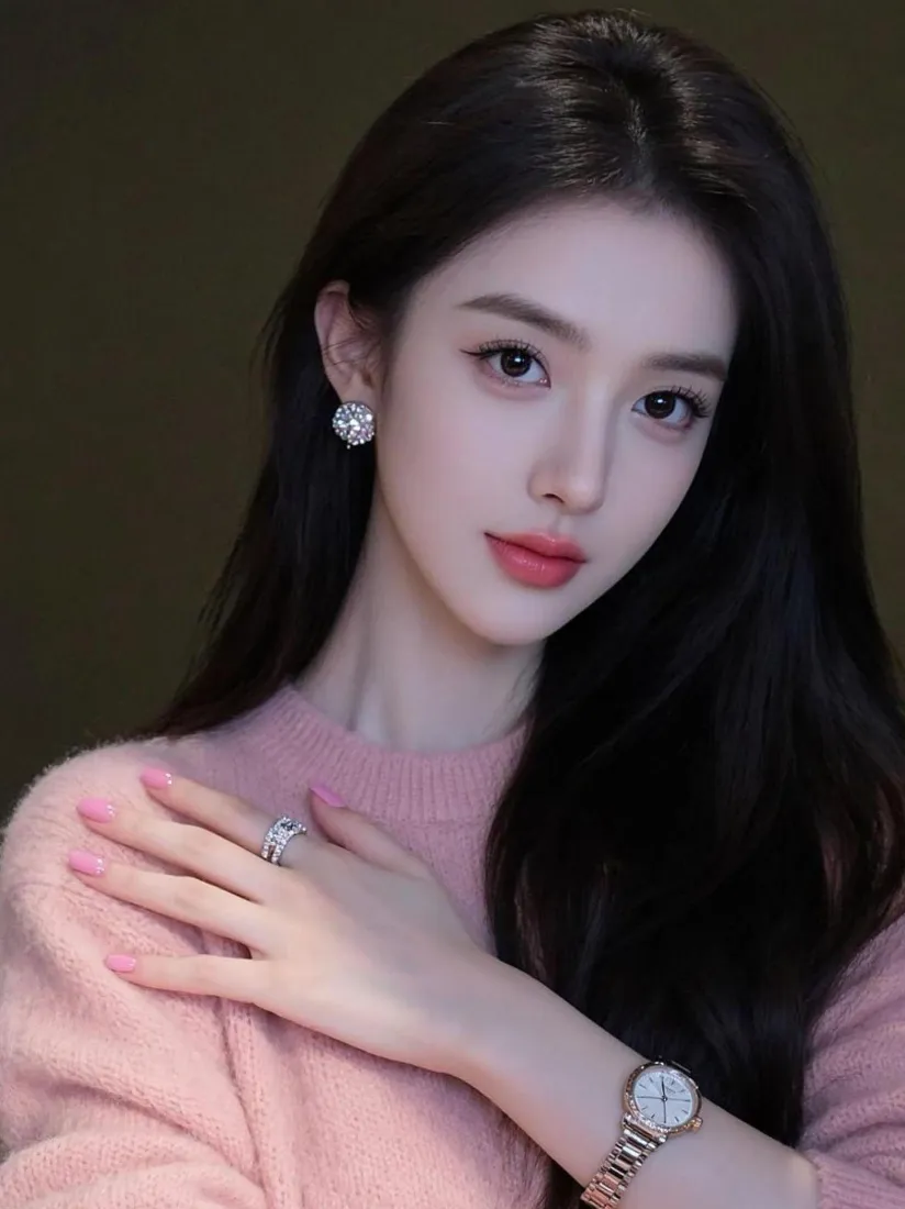 气质美女手机壁纸｜简约深色背景图片 - 粉色穿搭「哲风壁纸」