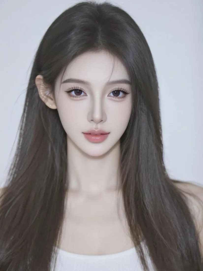 长发美女手机壁纸｜纯色背景图片 - 手机「哲风壁纸」