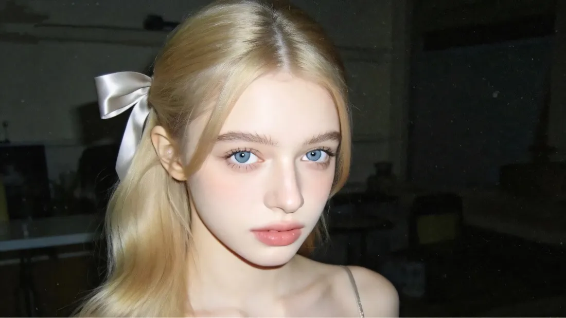 2k欧美金发美女壁纸｜室内暗光背景图片 - 白蝴蝶结「哲风壁纸」