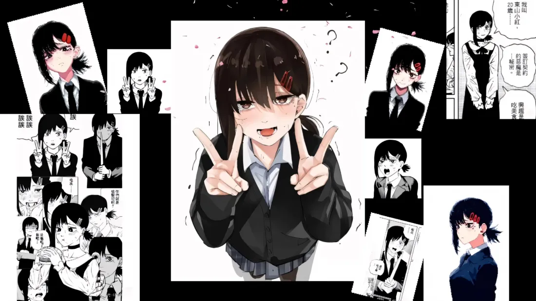 3k东山小红壁纸｜电锯人背景图片 - 漫画拼贴「哲风壁纸」