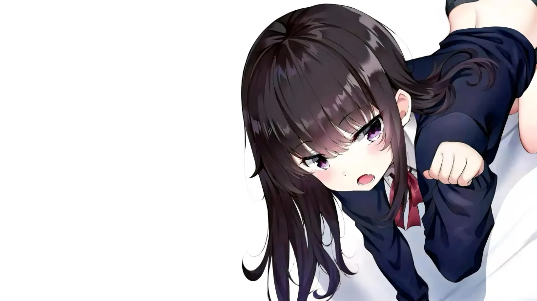 3kJK少女壁纸｜二次元背景图片 - 黑发制服少女「哲风壁纸」