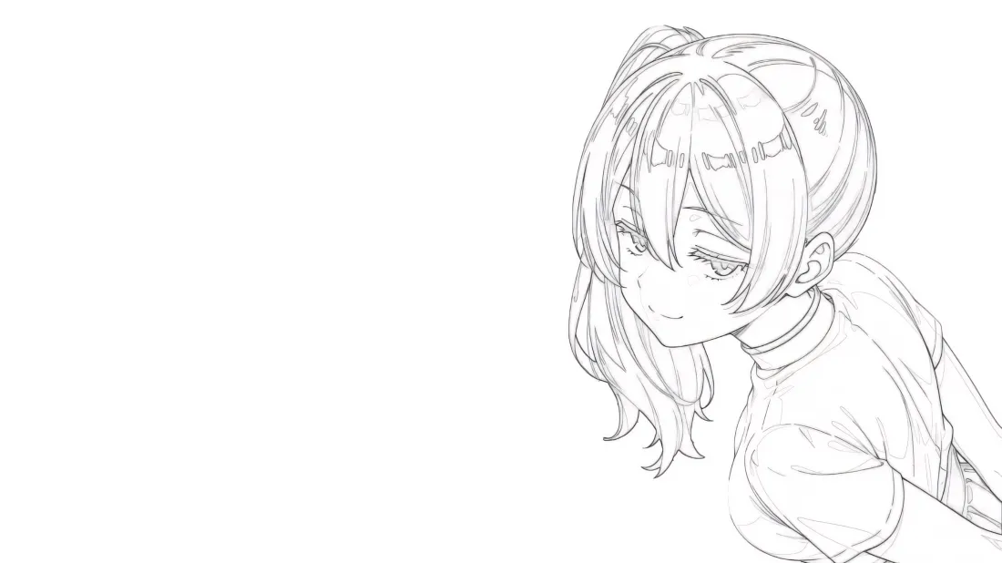 3k线稿少女壁纸｜简约背景图片 - 二次元手绘「哲风壁纸」