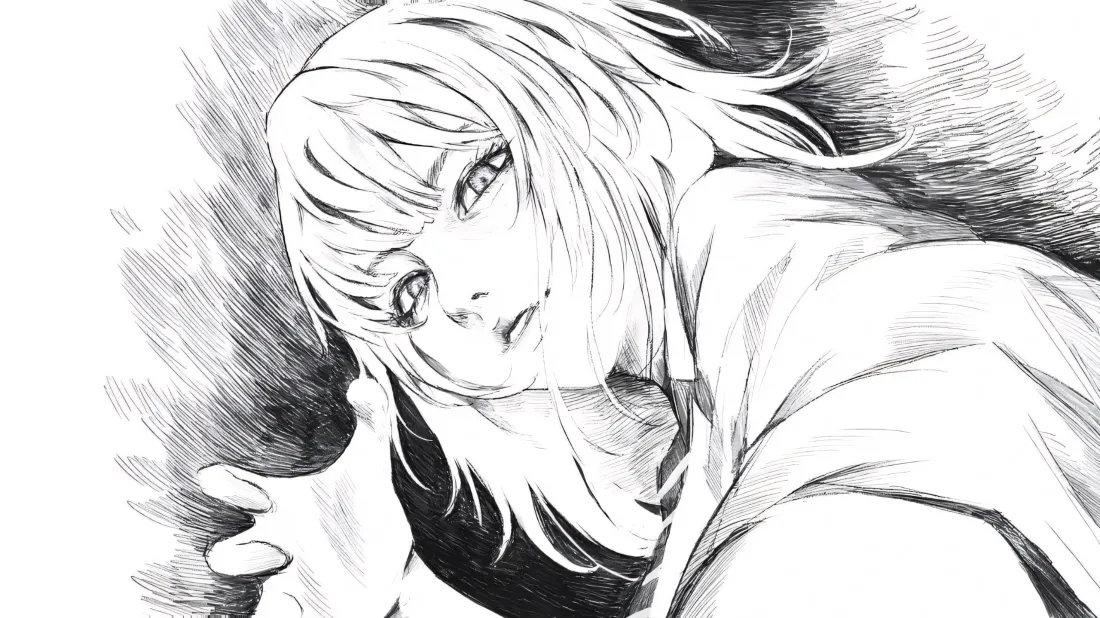 3k素描壁纸｜手绘背景图片 - 长发少女「哲风壁纸」