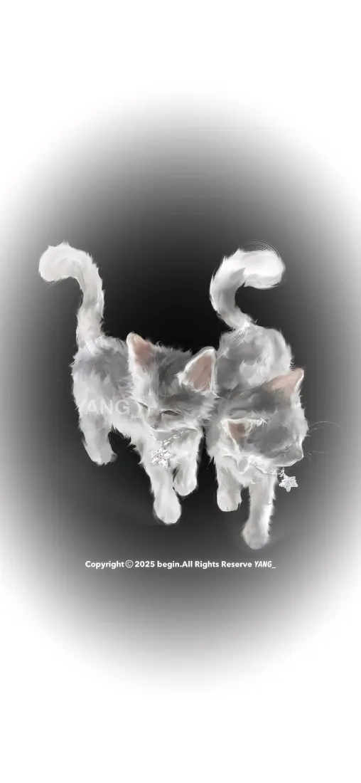 冰晶小猫手机壁纸｜暗黑渐变背景图片 - 艺术创作「哲风壁纸」