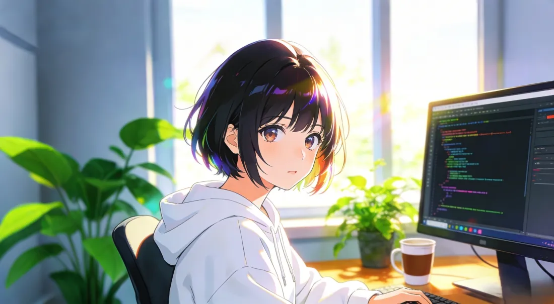 2k二次元短发女孩壁纸｜办公桌背景图片 - 阳光「哲风壁纸」