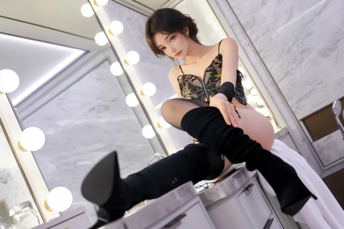 5k梅凝壁纸｜居家背景图片 - 性感黑丝美女「哲风壁纸」