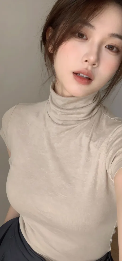 气质美女手机壁纸｜纯色背景图片 - 温柔女生「哲风壁纸」