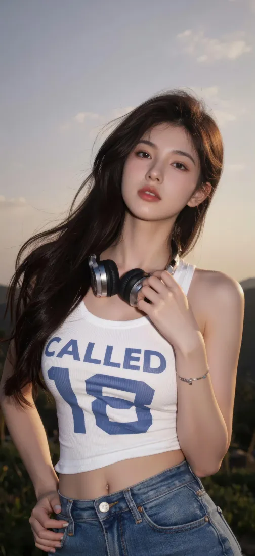 长发美女手机壁纸｜户外黄昏背景图片 - 清纯随拍「哲风壁纸」