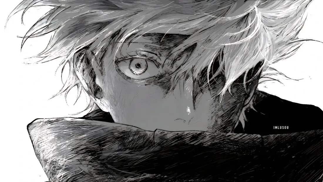 3k五条悟壁纸｜咒术回战背景图片 - 黑白手绘「哲风壁纸」