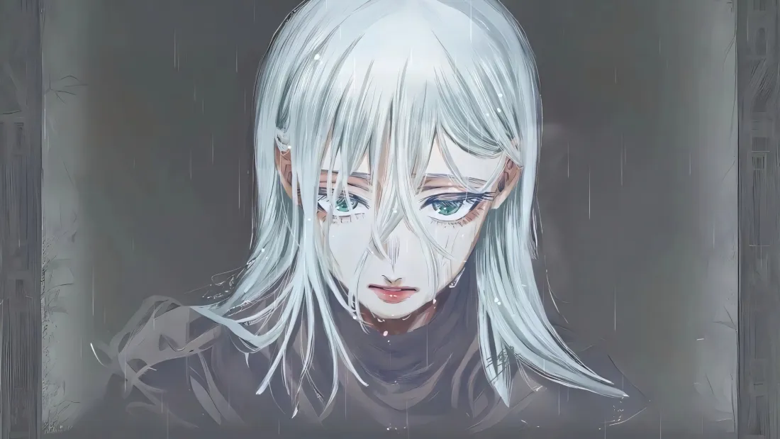 3k银发绿眼少女壁纸｜忧郁背景图片 - 薄荷色「哲风壁纸」