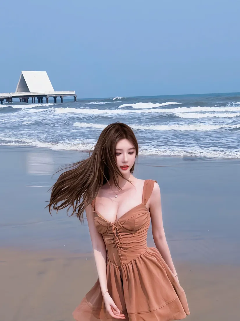 美女手机壁纸｜海边背景图片 - 夏日度假「哲风壁纸」