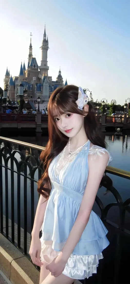 少女手机壁纸｜迪士尼背景图片 - 浅蓝连衣裙「哲风壁纸」