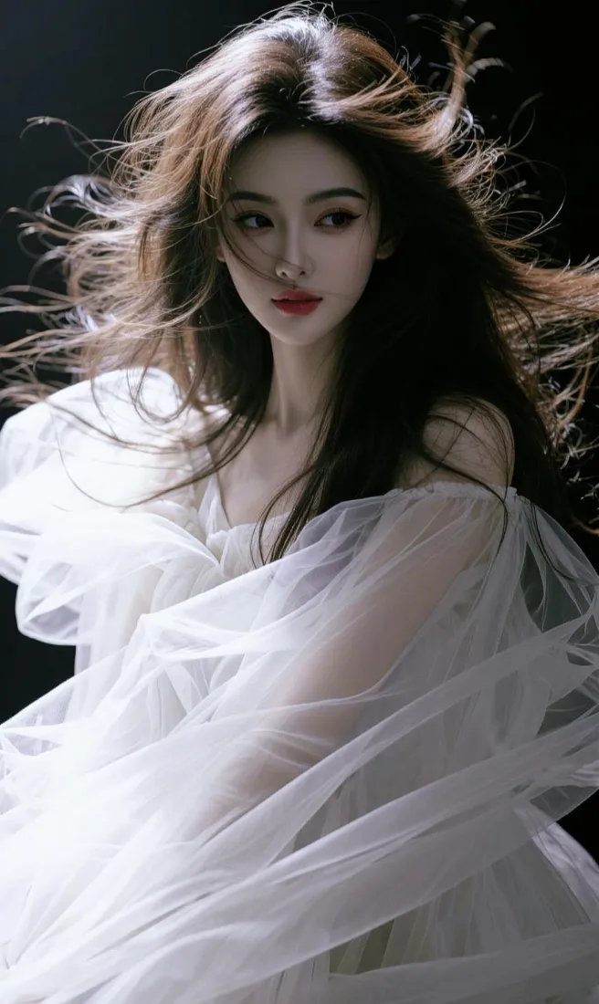 气质美女手机壁纸｜纯黑背景图片 - 仙气人像「哲风壁纸」