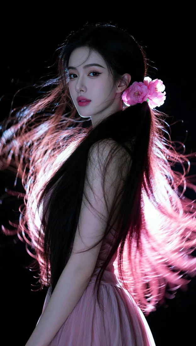 发光粉发美女手机壁纸｜手机背景图片 - 氛围感花朵「哲风壁纸」