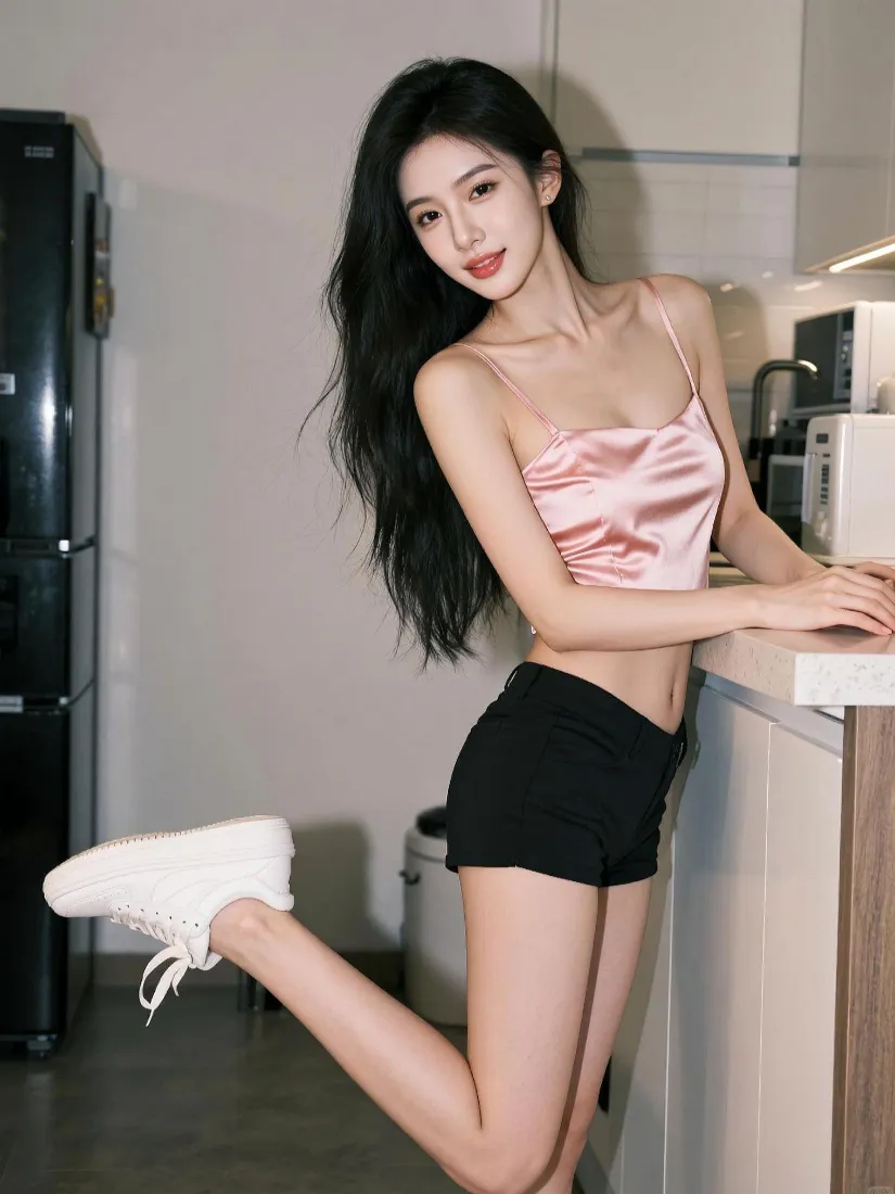 清纯美女手机壁纸｜厨房背景图片 - 休闲穿搭「哲风壁纸」