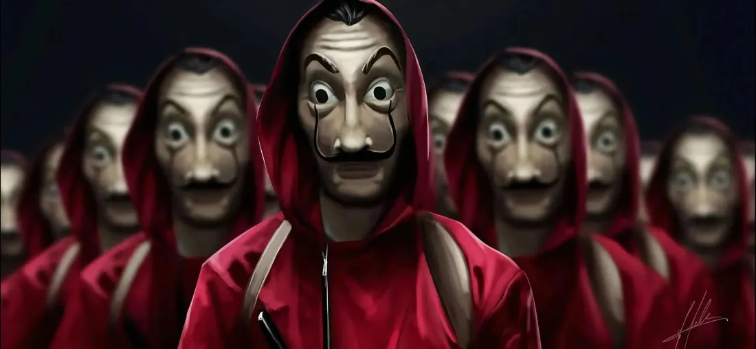 4k纸钞屋壁纸｜达利面具背景图片 - 西班牙神剧「哲风壁纸」