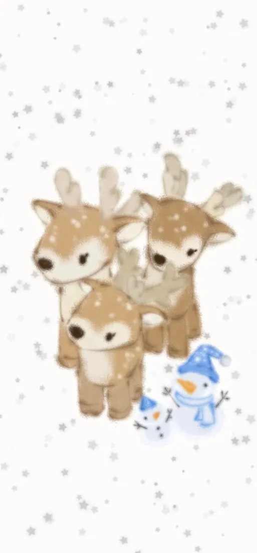 卡通梅花鹿手机壁纸｜冬日飘雪背景图片 - 可爱雪人「哲风壁纸」
