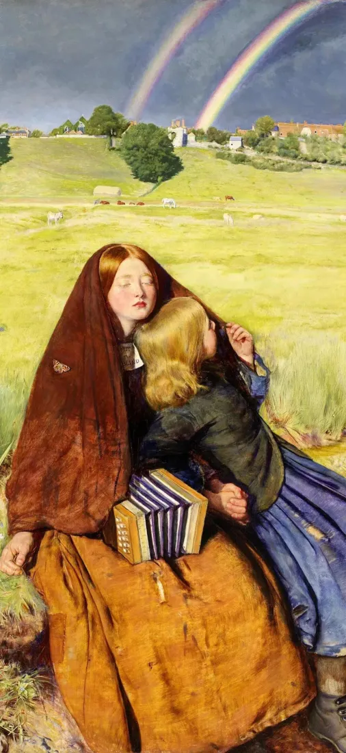 油画手机壁纸｜田园背景图片 - 中世纪母子「哲风壁纸」