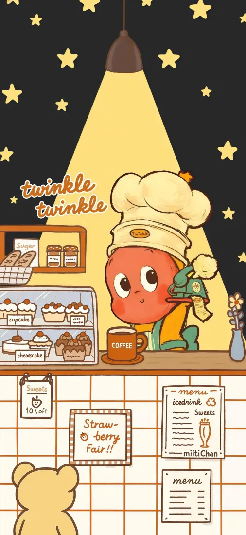 星星人手机壁纸｜泡泡玛特背景图片 - 甜品店「哲风壁纸」